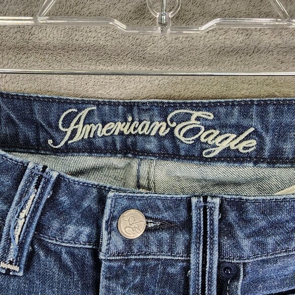 Womens American Eagle Blue Denim Jeans True Boot Mid Rise Size 6 - Picture 3 of 11